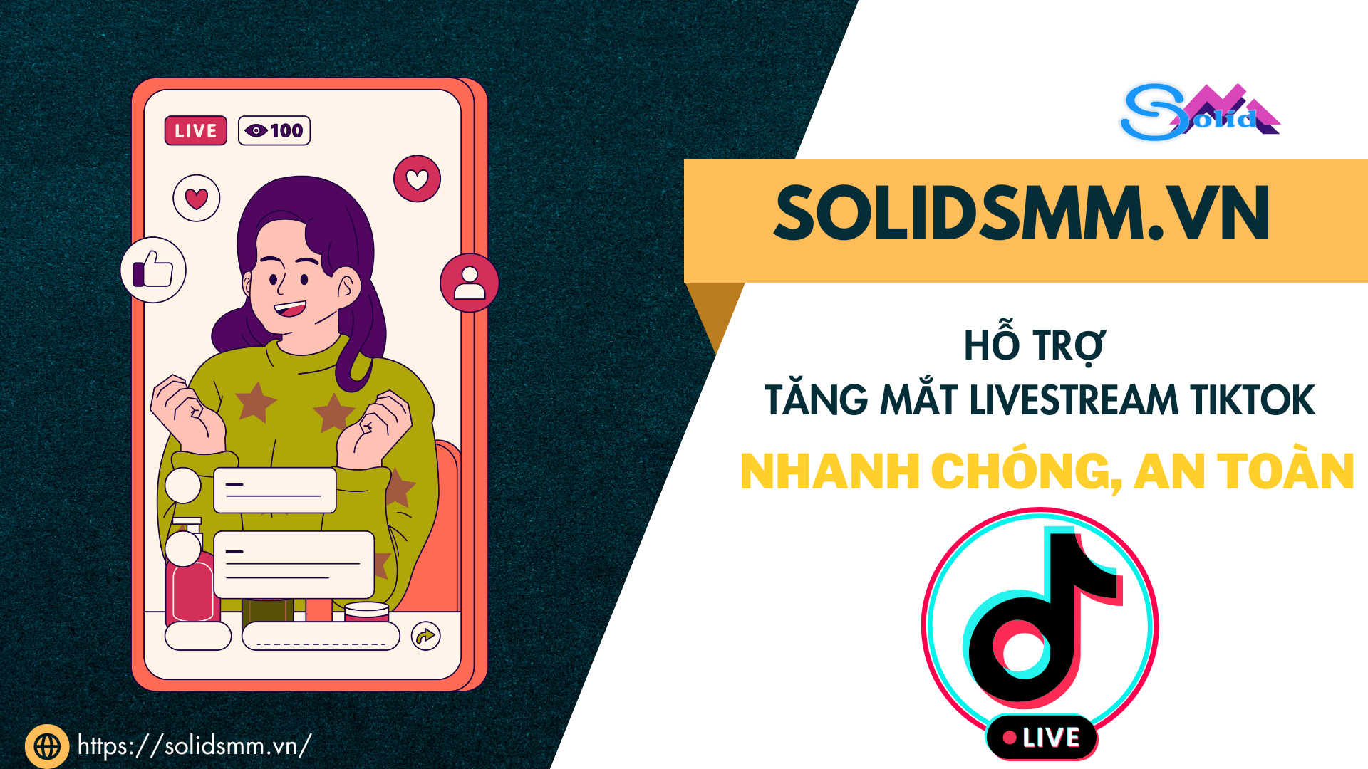 Solidsmm hỗ trợ tăng mắt livestream tiktok nhanh chóng, an toàn
